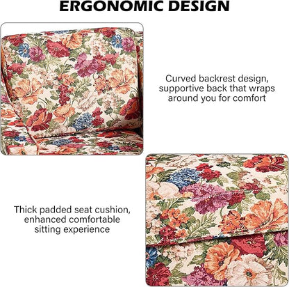 Swivel Accent Chair, Modern Round Barrel Arm Chair for Living Room, Bedroom, Comfy Club Reading Chairs for Adults (Beige Floral, Set of 1)