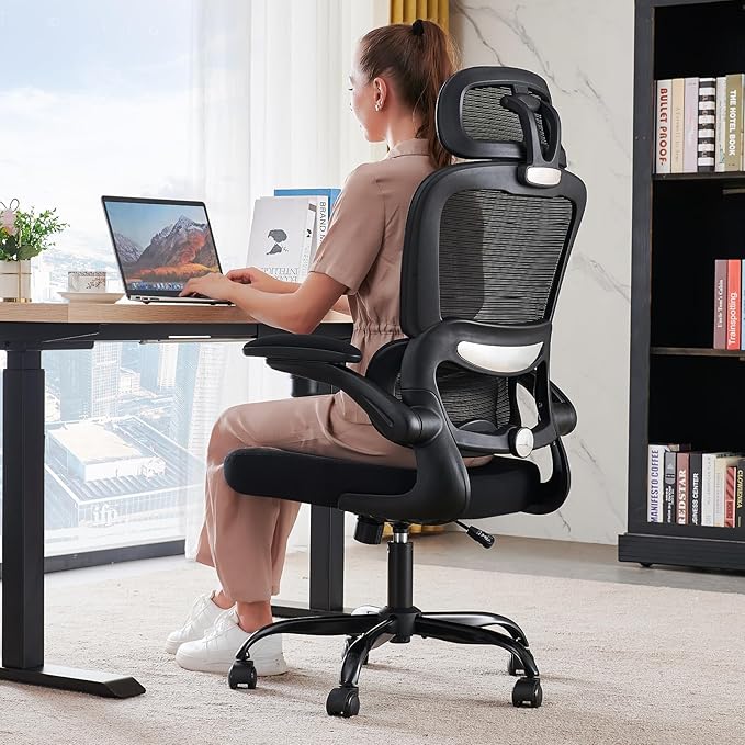 TRALT Office Chair Ergonomic Desk Chair, 330 LBS Home Mesh Office Desk Chairs with Wheels, Comfortable Gaming Chairs (1, Black)