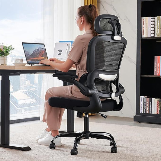 TRALT Office Chair Ergonomic Desk Chair, 330 LBS Home Mesh Office Desk Chairs with Wheels, Comfortable Gaming Chairs (1, Black)