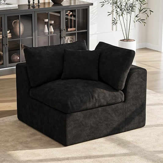 36 Inch Corner Seat | Modular Sectional Couch Sofa | Black