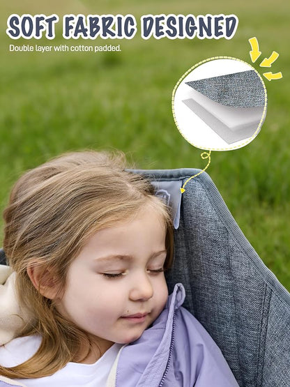 EVER ADVANCED Kids Hammock Chair Foldable, Kids Camping Chair with Stand Portable, Hammock Swing Chair with Cup Holder, Child Camping Gear Carry Bag for Traveling Outdoor Patio Supports 125LBS Grey