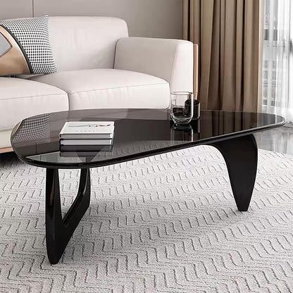 Modern Glass Coffee Table, Mid Century Coffee Table, Small Coffee Table for Living Room,Suitable for Bedroom Living Room Reception Office Tables (Black/Grey, Small)