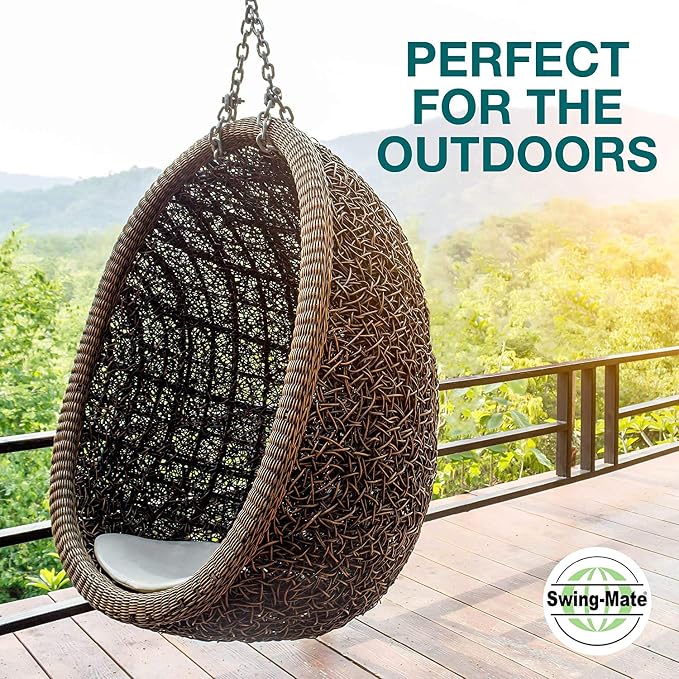 SwingMate Porch Swing Hanging Kit - 750 Lbs. Capacity - Proudly Made in The USA - Patented Heavy-Duty Suspension Swing Hangers and Springs for Hammock Chairs or Ceiling Mount Porch Swings - (Chrome)