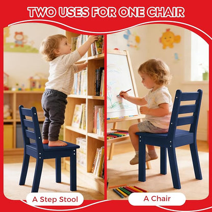 Costaelm Kids Table and 4 Chair Set, Activity Table Chair Set, Toddler Game, Playroom Furniture, Picnic Table Chairs, 5 Piece Dining Table Set, Navy Blue