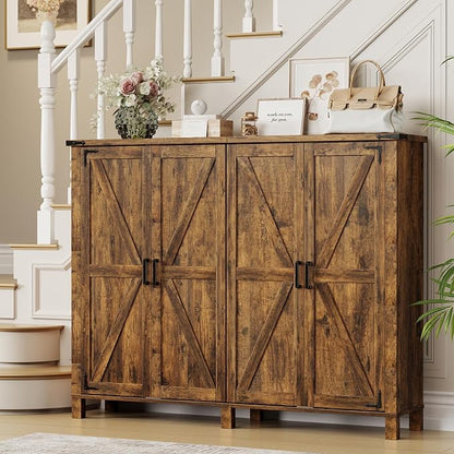 ALLSTAND 5-Tier Large Shoe Cabinet with 4 Doors, Entryway Shoe Rack Shoe Storage Cabinet with Adjustable Shelves & Anti-tip Fitting for Entryway, Living Room, Closet