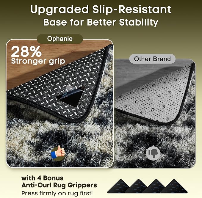 Ophanie 6x9 Black Gold and Grey Area Rugs for Living Room,Large Dark Black Gold Fluffy Shag Fuzzy Plush Soft Carpets,Floor Shaggy Rugs for Bedroom,Carpet for Dorm Decor with Over 99 pcs Pile fibers