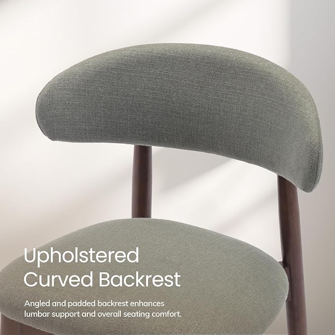 COLAMY Mid-Century Modern Wooden Dining Chair Set of 6, Indoor Upholstered Kitchen Chairs with 2.6" Cozy Padded Seat, Walnut Finish Side Dining Chair, [Green]