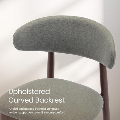 COLAMY Mid-Century Modern Wooden Dining Chair Set of 6, Indoor Upholstered Kitchen Chairs with 2.6" Cozy Padded Seat, Walnut Finish Side Dining Chair, [Green]