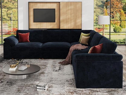 EASE MOOSE Sectional Modular Sofa,Blue Oversized L Shape Sectional Couch Wide Deep Modular Sofa Couch,Removable Cover
