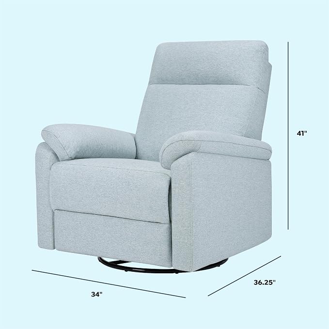 Davinci Suzy Electronic Swivel Recliner with USB Port in Heathered Blue, GREENGUARD Gold & CertiPUR-US® Certified