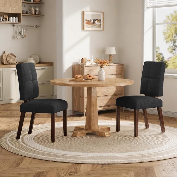 HOMRELEXA Wooden Dining Chairs Set of 6, Dining Room Chairs with Wood Legs, Cloud-Like Cushion & Reinforcement Structure Design for Kitchen/Living Room/Restaurant, Easy Assembly