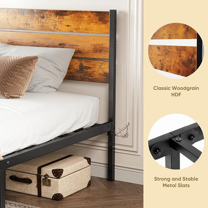 OLIXIS Twin Size Metal Platform Bed Frame - Mattress Foundation with Headboard and and Footboard, No Box Spring Needed with 700LBS Sturdy Wooden Slats Support, Noise Free, Easy Assembly