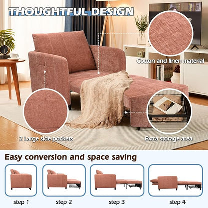ZZW Sleeper Chair 84" Extra Long Convertible Chair Bed Upgraded 3-in-1 to 4-in-1 Pull Out Chair & Single Sofa Bed for Adult Sleeping Chairs for Living Room & Small Space