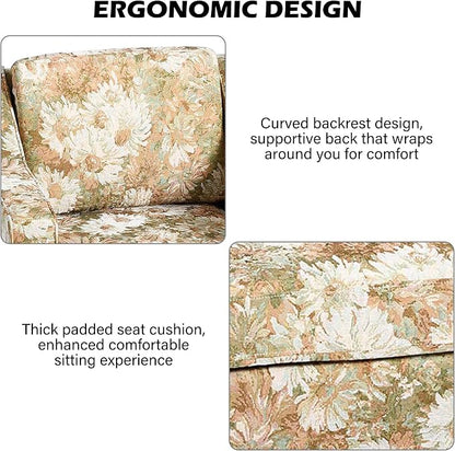 Swivel Accent Chair, Modern Round Barrel Arm Chair for Living Room, Bedroom, Comfy Club Reading Chairs for Adults (Sand Blooms, Set of 2)