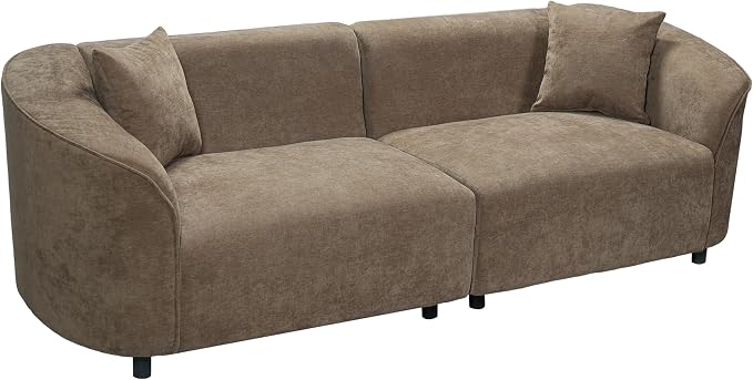 Merax 87" Curved Sofa Comfy Contemporary Upholstered Loveseat with Extra Deep Seats for Living Room Apartment Office, Brown