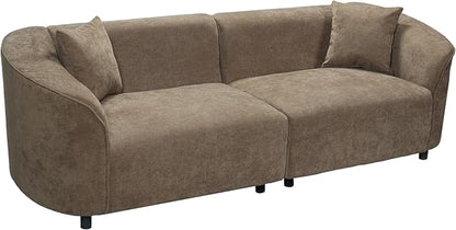 Merax 87" Curved Sofa Comfy Contemporary Upholstered Loveseat with Extra Deep Seats for Living Room Apartment Office, Brown
