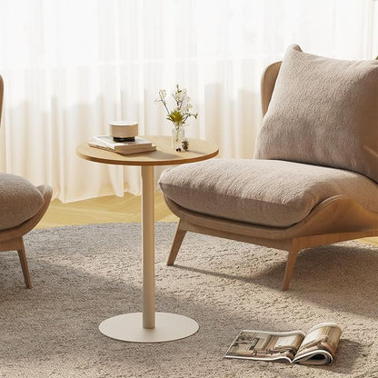 Round Side Table, C Shaped End Table for Small Spaces, Snack Sofa Table for Couch, Modern Accent Night Stand with Metal Leg for Living Room, Bedroom, Corners and Office(Rustic Oak)