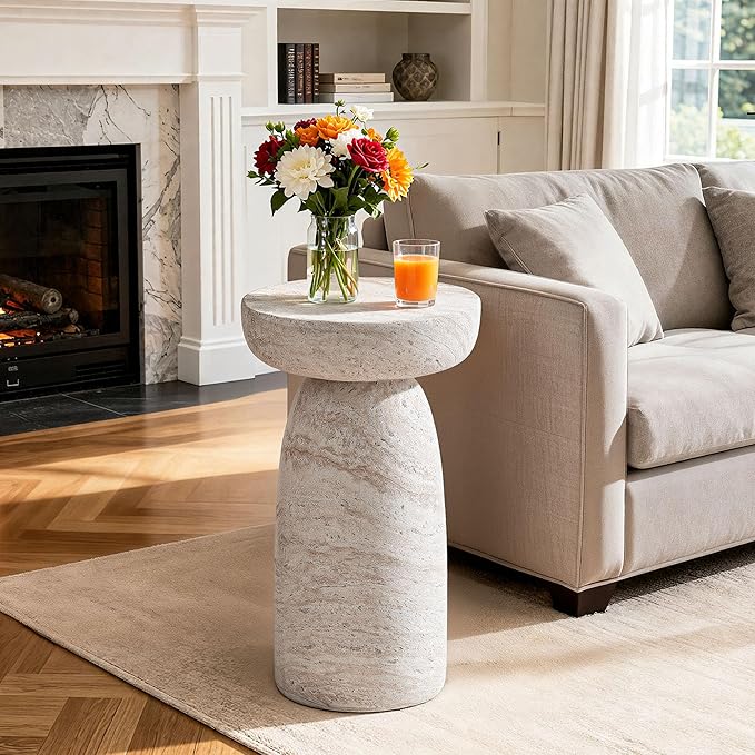 28" Large Side Table Outdoor, Modern Geometric Pedestal End Table, Multi-Functional & Decorative Coffee Table, Accent Table, Planter Stand for Garden Patio Porch Balcony or Living Room Decor