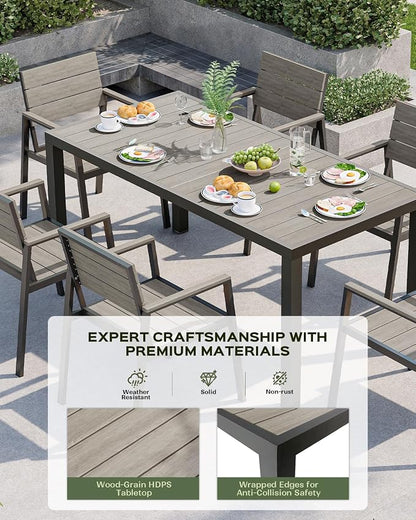 Vexwalx Outdoor Dining Chairs Set of 2, HDPS + Aluminum Patio Dining Chairs with Ergonomic Design and Wide Seat, 2 Piece Outdoor Chairs for Garden, Backyard, Deck (Gray)