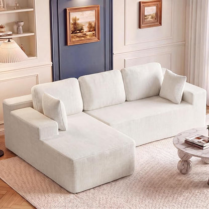 Homall 110" Boneless Sectional Couch, Modular Sectional Sofa L-Shape Couch with Deep Seat, Cloud Comfy Boneless Couch for Living Room, No Assembly Required (Chenille, Beige)