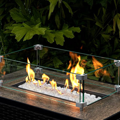 GASPRO 10 lbs Fire Glass for Propane Fire Pit, 1/2-Inch Decorative Firepit Glass Rock for Gas Fireplace, Ice Clear