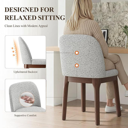 MALOL Upholstered Dining Chairs with Thickened Solid Wood Legs, Mid Century Modern Kitchen & Dining Room Chairs Set of 4, Comfortable Side Chairs for Dining Room, Kitchen, Light Grey