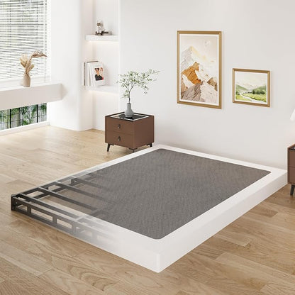 Lutown-Teen 3 Inch King Box Spring Low Profile, Heavy Duty Metal King Size Box Spring Bed Base with Fabric Cover, Mattress Foundation, Noise Free, Easy Assembly