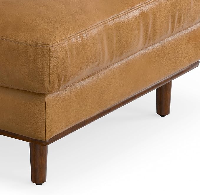 SIMPLIHOME Morrison Right Sectional Sofa in Full-Grain Genuine Leather, Sienna, 102-inches Wide, L-Shaped Leather Couch with Right Chaise for the Living Room and Family Room