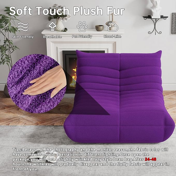 WHGBJA Bean Bag Chair for Adults, Lazy Bean Bag Sofa for Bedroom, Living Room, Reading, Gaming Floor Sofa Chair, Boneless, Comfy