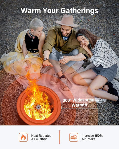 YEFU Fire Pit with Removable Ash-Pan: Smokeless Firepit 304 Stainless Steel Material - Outdoor Fire Pit Silver 15 inch - Smokeless Firepit for Outside Outdoor Patio Camping Backyard
