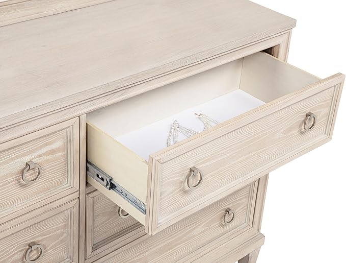 Coaster Home Furnishings - Pembroke - Wood - 6-Drawer Bedroom Dresser with Stepped Trim, Ring Pulls and Coastal Style - Bedroom - Washed Oak - 215923