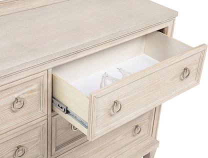 Coaster Home Furnishings - Pembroke - Wood - 6-Drawer Bedroom Dresser with Stepped Trim, Ring Pulls and Coastal Style - Bedroom - Washed Oak - 215923