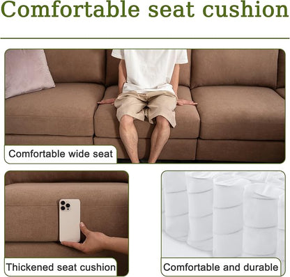 150.4" Large Sectional Couches for Living Room, 8 Seater L Shaped Modular Sectional Sofa with Two Storage Ottomans & USB, Oversized Corner Couch for Living Room（Brown）