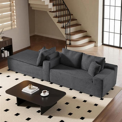 AUGOP 108" Sectional Couches for Living Room Modern Modular Sofa with L-Shape Couchs Upholstered Boneless Couch Deep Seat Sectional Couch with Chaise (Dark Grey, 108" Left Facing Chaise+2Seaters)