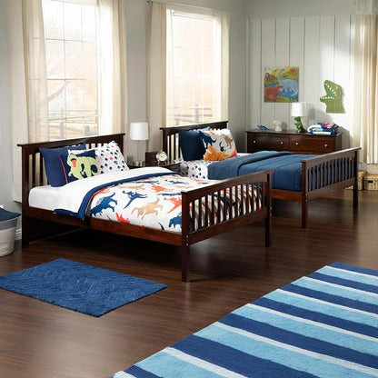 AFI, Columbia Full Over Full Ladder Bunk Bed with Storage Drawers, Walnut