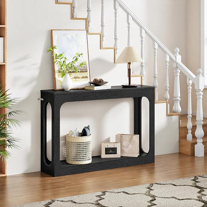 CHOEZON 47.2" Long Console Table, Entryway Table, Hallway Table, 2-Tier Behind Couch Table, Corridor Decor Stand, Narrow Rectangular with Storage for Living Room, Entry, Hallway, Black MXG03BB