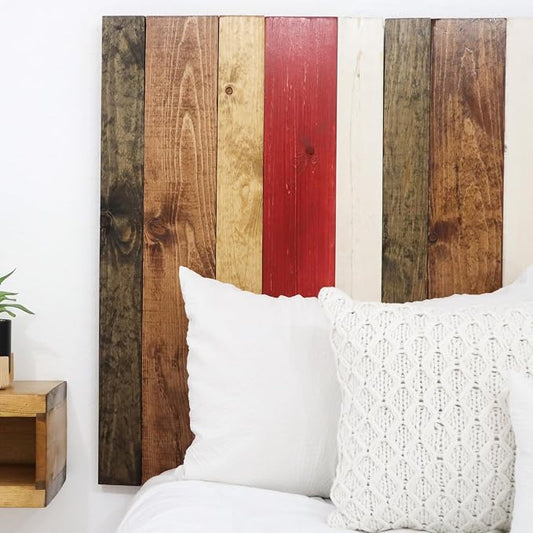 Barn Walls Fall Mix Signature Design, Multicolored Solid Wood Headboard, Floating Panels, Wall Mount, Adjustable Height, Easy Assembly, King Size