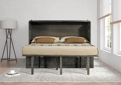 Mega Solutions Murphybedz Tuscany Murphy Cabinet Chest Bed with Charging Station 6 Inch (Galaxy Grey, Queen)