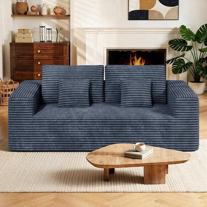 Luxanimarion 80'' Modern Cloud Loveseat Sofa, No Assembly Required Deep Seat Comfy Small Couches Includes 2 pcs Pillows for Living Room, Bedroom, Apartment(Grey)