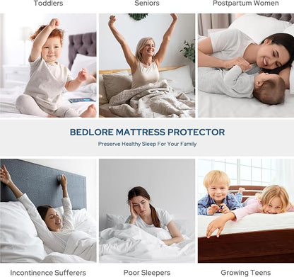 BEDLORE Waterproof Mattress Protector, Twin XL Size Mattress Pad with Deep Pocket 6"-15" Depth, Soft Breathable Dirt-Proof Bed Mattress Cover for Bedroom, College Dorm (Black)