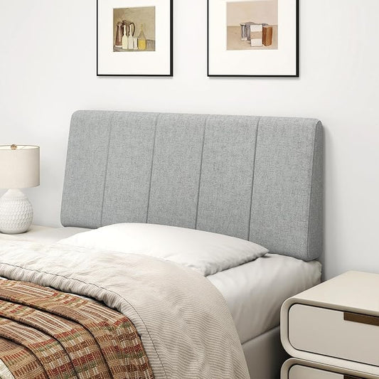 Twin Size Headboard Only-No Assembly, Upholstered Headboard Twin Size Linen Fabric Modern Style Headboards Extra-Thick, Light Gray
