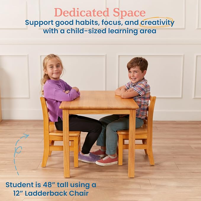 ECR4Kids 24in x 36in Rectangular Hardwood Table with 22in Legs, Childrens Furniture, Honey