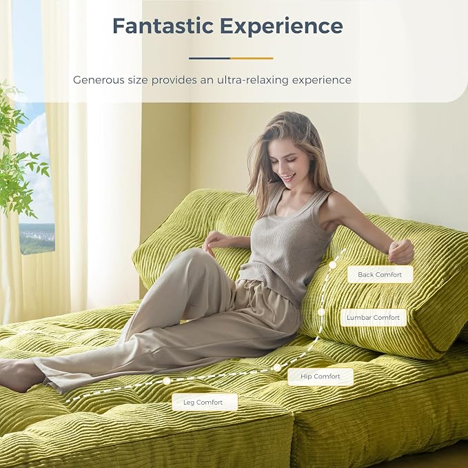 MAXYOYO Folding Sofa Bed, Convertible Chair with Pilow Foldable Couch with Back Support, Portable Fold Out Chair Bed for Living Room Bedroom, Green Double