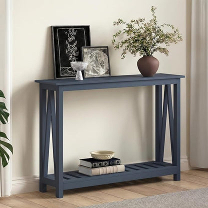ChooChoo Farmhouse Console Table, Rustic Vintage Narrow Sofa Table for Entryway, Living Room, Hallway, 40 Blue
