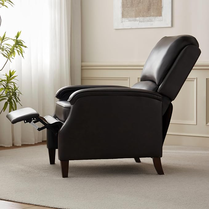 VKNOW Recliner Chair, Faux Leather Recliner with Armrest, Home Theater Seating with Adjustable Back and Lumbar Support, Single Sofa for Adults, Lounge Chair for Living Room, Bedroom(Chestnut Brown)