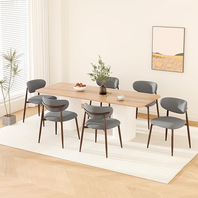 MALOL Upholstered Dining Chairs Set of 4, Curved Back Kitchen Chairs with Metal Legs and Anti Slip Pads, Dining Room Chair for Home and Restaurant, Light Grey
