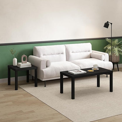 Furinno Classic Side Table, Square Modern End Table with 1.8 Thick Tabletop, Simple Night Stand, Bedside Table, Toolless Assembly, for Living Room, Bedroom, Classic Black
