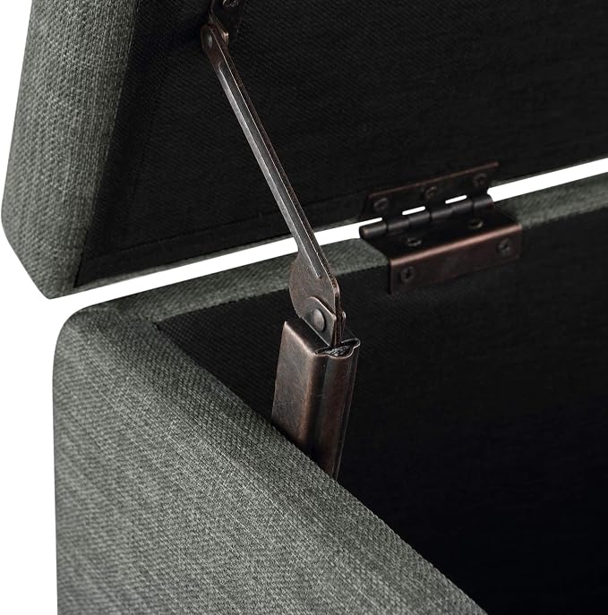 Amazon Basics Upholstered Storage Ottoman Bench with Soft Close Lid, Child-Safety Hinge, 35.5"W x 16.5"D x 17"H, Charcoal Gray