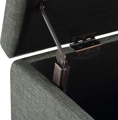 Amazon Basics Upholstered Storage Ottoman Bench with Soft Close Lid, Child-Safety Hinge, 35.5"W x 16.5"D x 17"H, Charcoal Gray