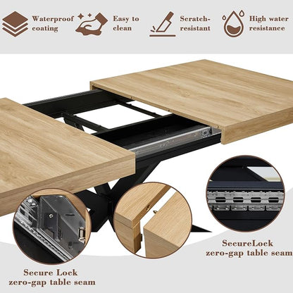 Extendable Dining Room Table for 4 6 8, 55"-71" Long Rectangle Kitchen Table,Wood Expandable Dining Table with Hidden Leaf & Storage, Space Saving, For Kitchen Dining Living Room, Farmhouse, Oak